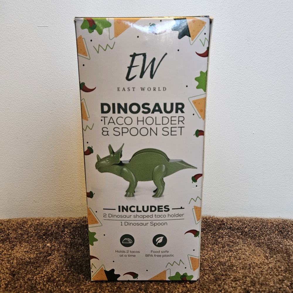 East World EW Triceratops Taco Holder & Dinosaur Spoon Set